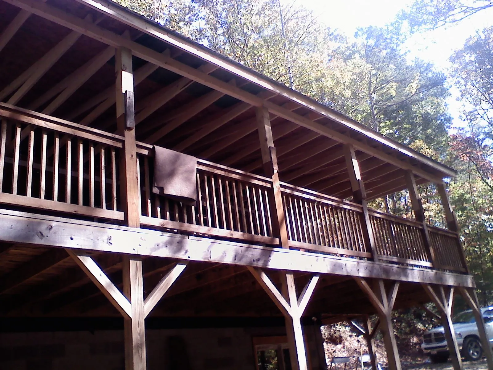 Timber framing under a new elevated porch and deck — Roof Leak Repair in Laporte by Roofing Brothers
